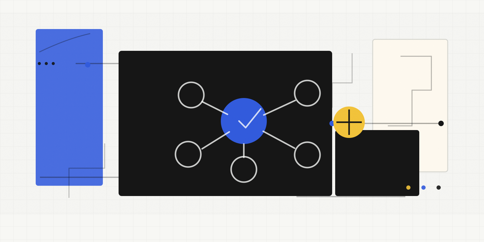 Abstract leadership network and compass illustration after a transition