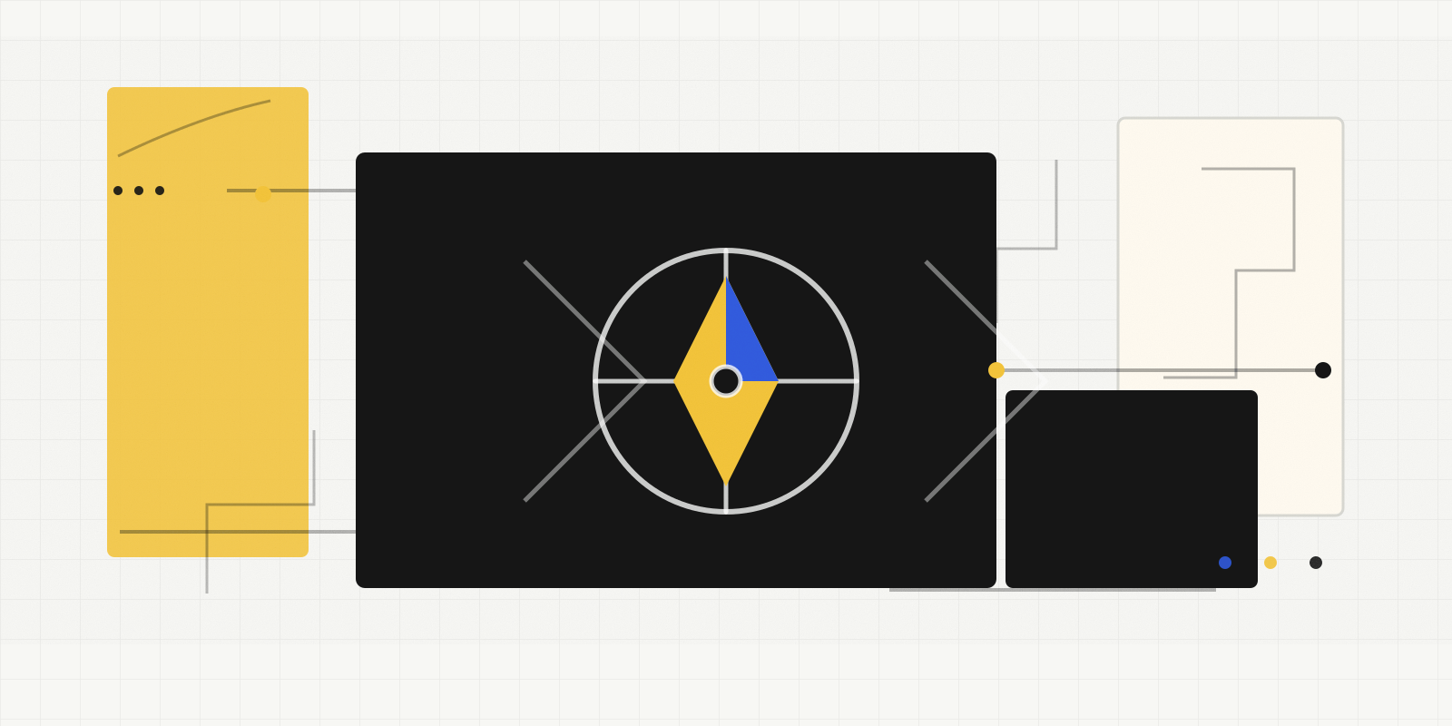 Abstract light and shadow leadership compass illustration