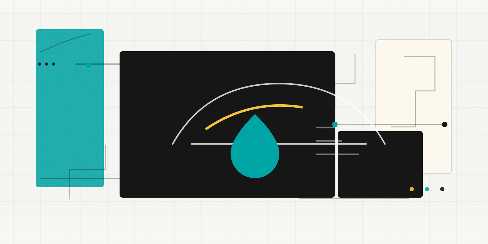 Abstract dashboard alert, windshield arc, and fluid drop illustration