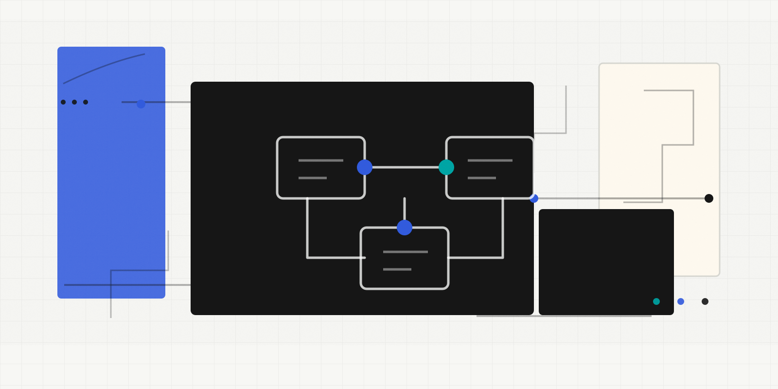 Abstract technology services, operations, and business consulting workflow illustration